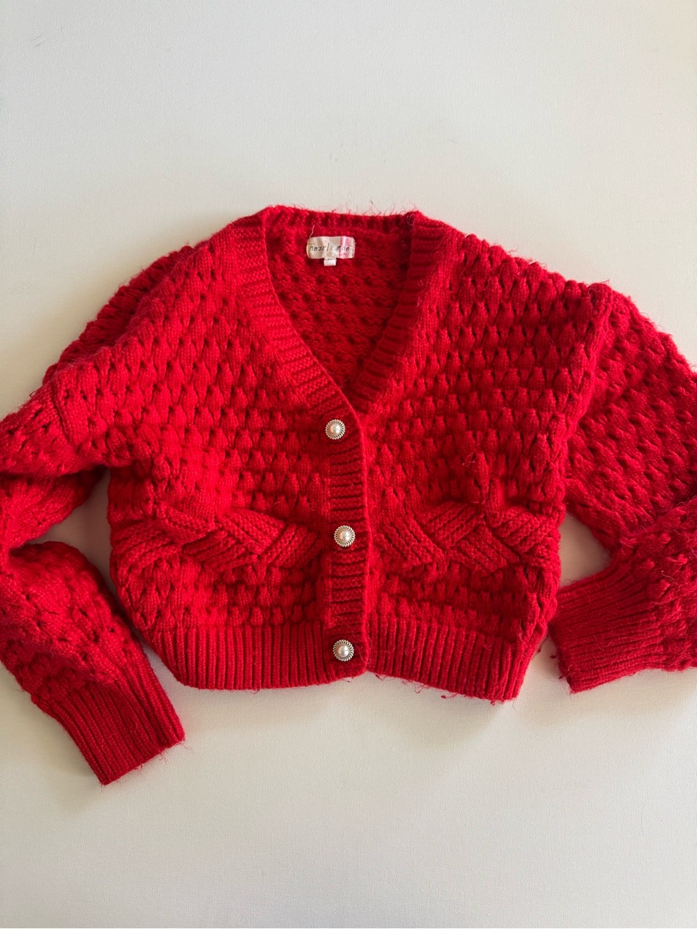 ✨Red Women's Cable Knit Cropped Sweater size M✨